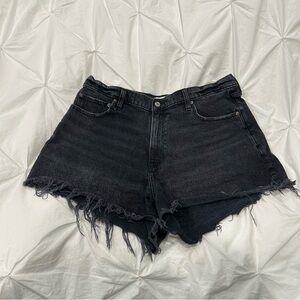 Abercrombie & Fitch Black Denim 90’s Cutoff High Rise Curve Love Shorts